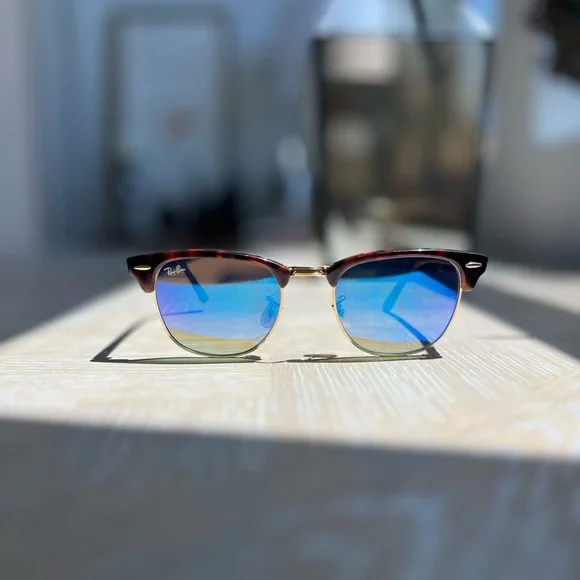 Ray-Ban Blue and Brown Sunglasses Accessories Genuine Ray-Ban RB3016 Clubmaster Brown & blue lens  main image 2